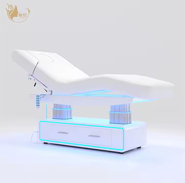 4 Motors Electric Massage Bed with LED Base Drawer and Tilting Function Salon Furniture