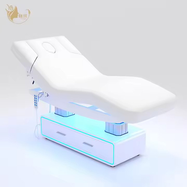 4 Motors Electric Massage Bed with LED Base Drawer and Tilting Function Salon Furniture