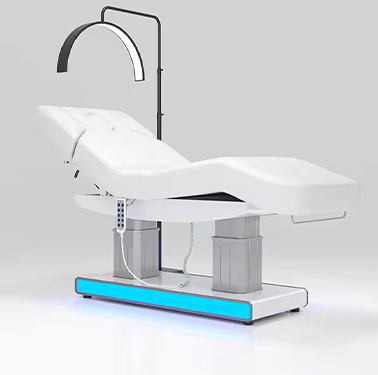High-End Silver 4 Motor Electric Beauty Massage Bed with LED Physiotherapy Facial Spa Bed