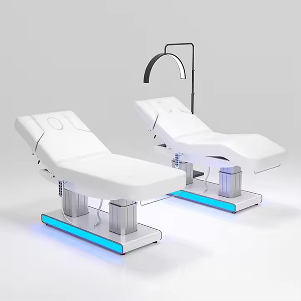 High-End Silver 4 Motor Electric Beauty Massage Bed with LED Physiotherapy Facial Spa Bed