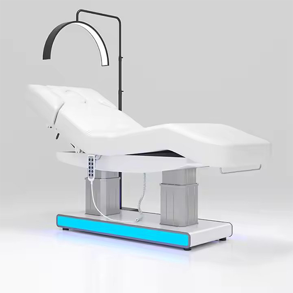 High-End Silver 4 Motor Electric Beauty Massage Bed with LED Physiotherapy Facial Spa Bed