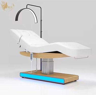 3 Motors LED Wood Grain Base White Massage Bed Without Armrests Salon Furniture
