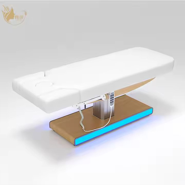 3 Motors LED Wood Grain Base White Massage Bed Without Armrests Salon Furniture