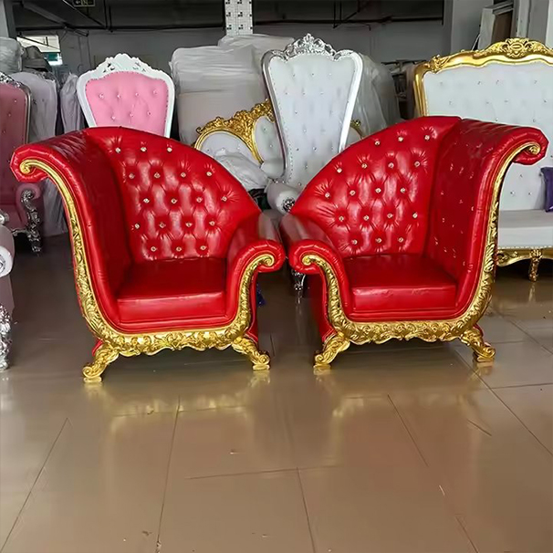 Affordable Luxury Wooden Bride Groom Throne Chairs Single Seat Royal Wedding Furniture