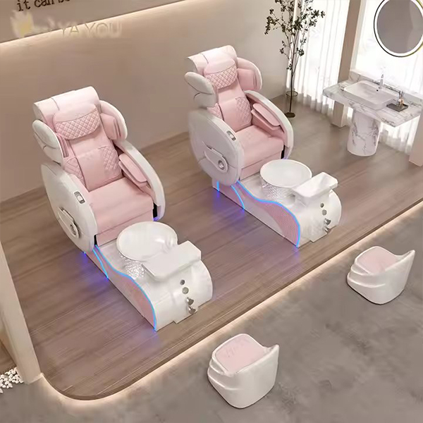 Modern Glass tank Base pink Full Body Massage Pedicure Chair Automatic Water Circulation Manicure and Foot Massage Chair