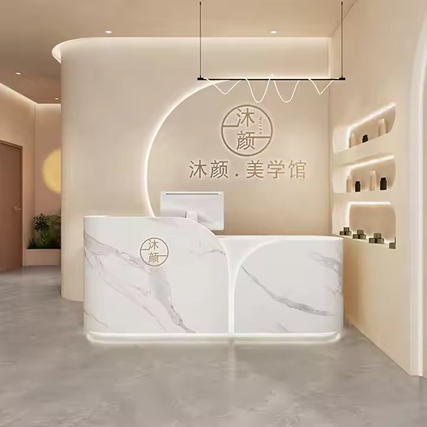 High-end Customizable Color butterfly Shape Reception Desk with Multiple Storage Functions