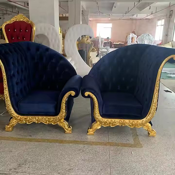 Affordable Luxury Wooden Bride Groom Throne Chairs Single Seat Royal Wedding Furniture