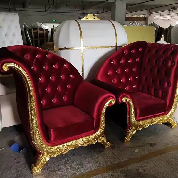 Affordable Luxury Wooden Bride Groom Throne Chairs Single Seat Royal Wedding Furniture