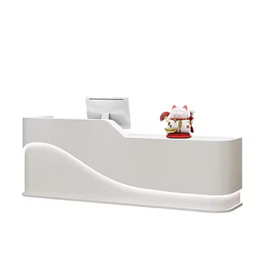 Luxury White Marble Pattern Customizable Size Reception Desk with Multiple Storage Space Front Desk