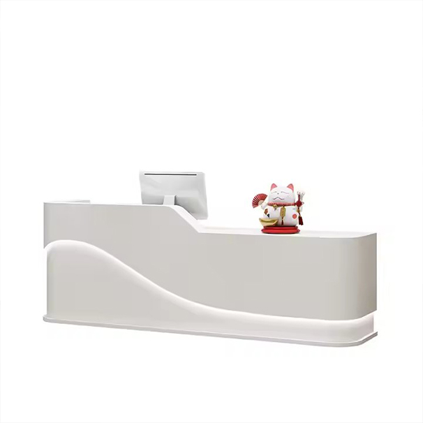 Luxury White Marble Pattern Customizable Size Reception Desk with Multiple Storage Space Front Desk