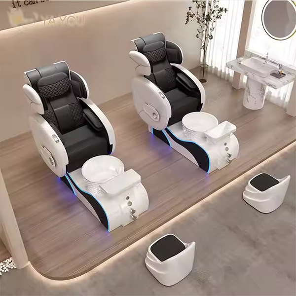 Classic Luxury Black and White Color Fiberglass Base Pedicure Chair Full Body Massage with Surfing Function Foot Massage Chair