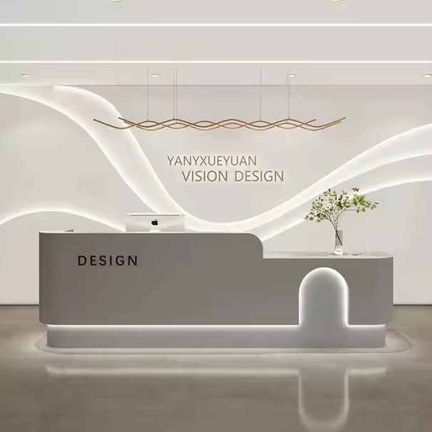 Stainless Steel Gold Plated Reception Desk Beauty Salon Front Counter Reception Desk Size and logo Can Be Customize for Sale