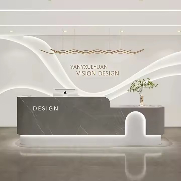 Stainless Steel Gold Plated Reception Desk Beauty Salon Front Counter Reception Desk Size and logo Can Be Customize for Sale
