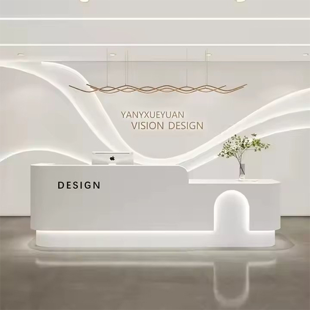 Stainless Steel Gold Plated Reception Desk Beauty Salon Front Counter Reception Desk Size and logo Can Be Customize for Sale
