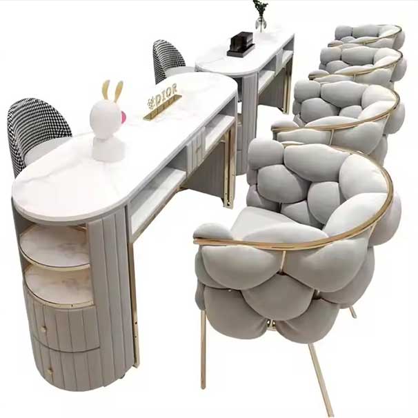 Hot Sale Marble Light Luxury Manicure Table Can Be Customized in Different Sizes and Styles of Chairs for Manicure Store