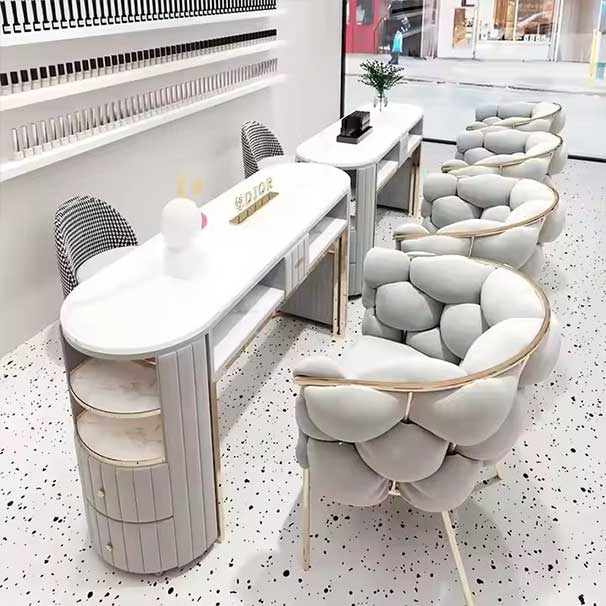Hot Sale Marble Light Luxury Manicure Table Can Be Customized in Different Sizes and Styles of Chairs for Manicure Store