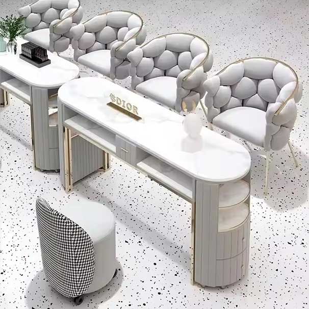 Hot Sale Marble Light Luxury Manicure Table Can Be Customized in Different Sizes and Styles of Chairs for Manicure Store