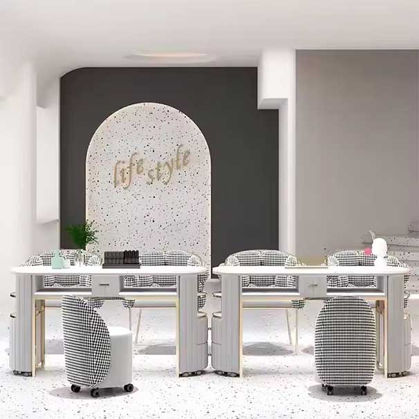 Hot Sale Marble Light Luxury Manicure Table Can Be Customized in Different Sizes and Styles of Chairs for Manicure Store