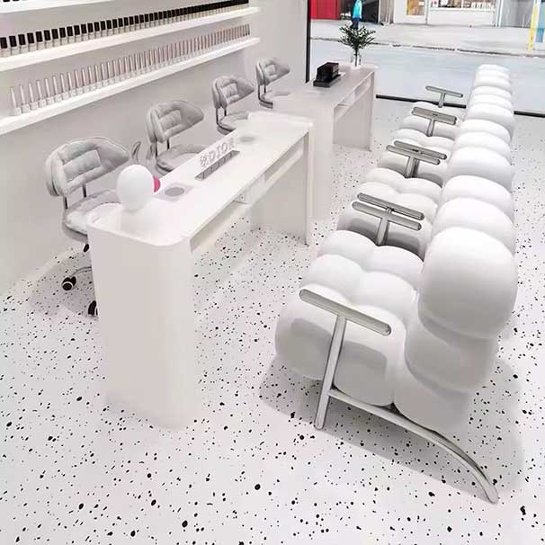 Luxury Custom Made Lacquered Marble Manicure Table with Mobile Phone Holder Modern Light Luxury Technician Chair for Salons