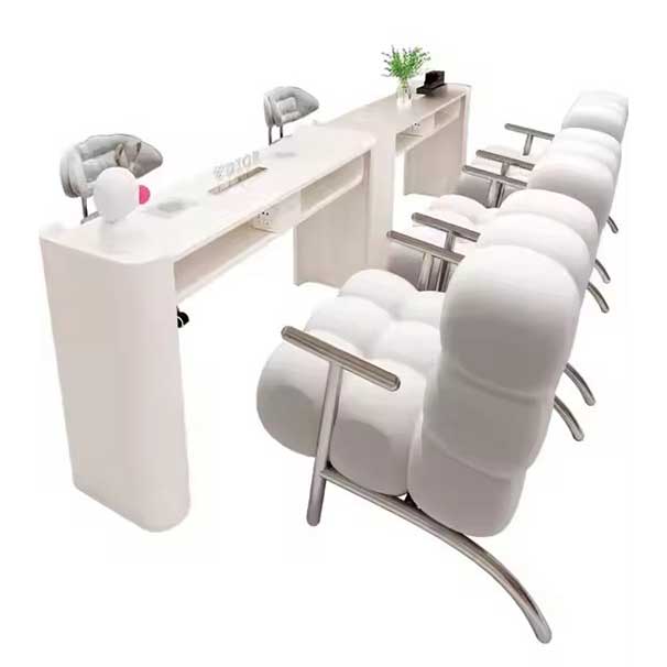 Luxury Custom Made Lacquered Marble Manicure Table with Mobile Phone Holder Modern Light Luxury Technician Chair for Salons