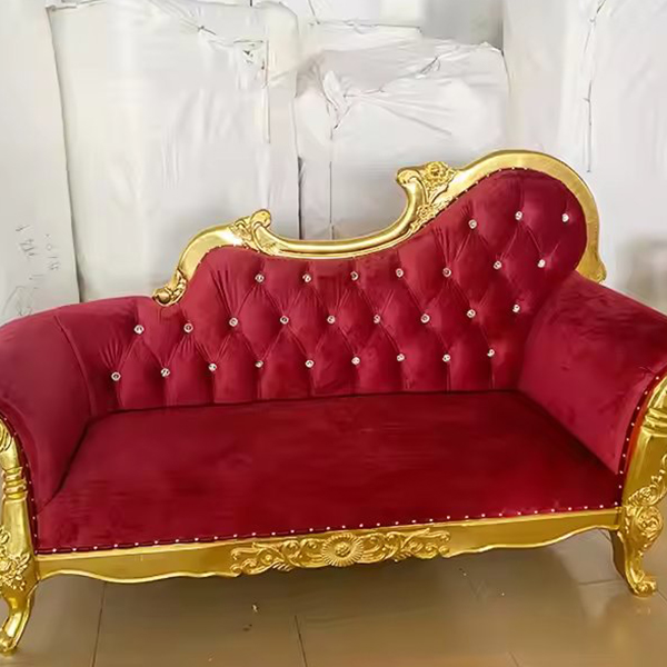 Antique Solid Wooden Royal Luxury White Hotel Hall 2 Seater Wedding Sofa