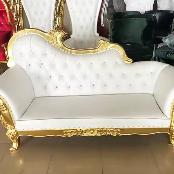 Antique Solid Wooden Royal Luxury White Hotel Hall 2 Seater Wedding Sofa