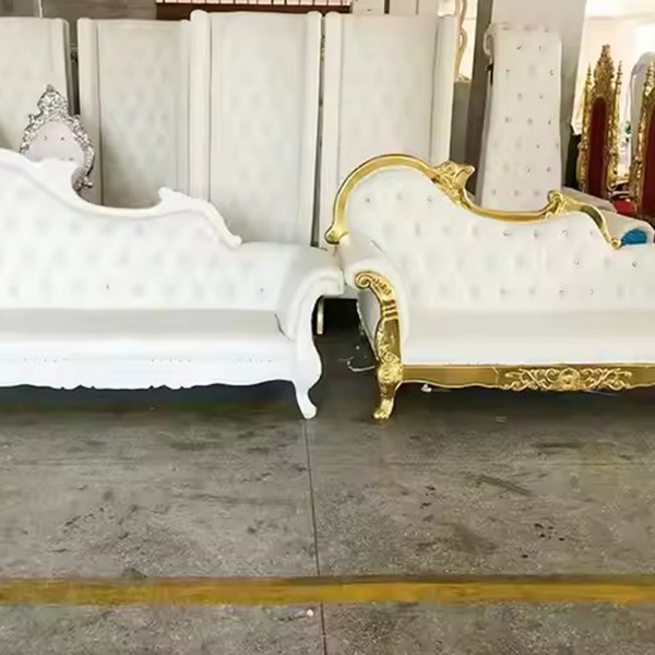 Antique Solid Wooden Royal Luxury White Hotel Hall 2 Seater Wedding Sofa