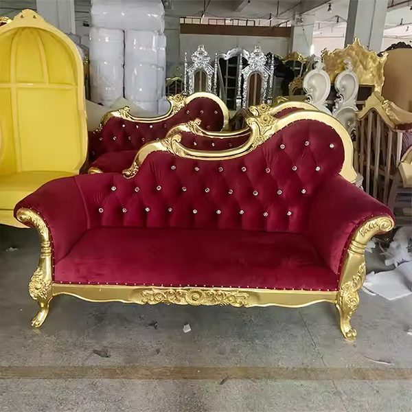 Antique Solid Wooden Royal Luxury White Hotel Hall 2 Seater Wedding Sofa