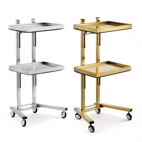 Foshan Factory New Style Wholesale Modern Gold Hair Salon Stainless Steel Beauty Stool Carts Trolley for Sale