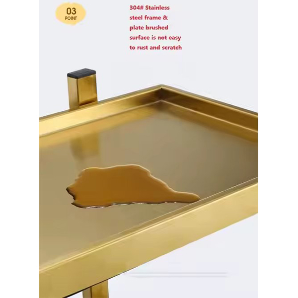 Foshan Factory New Style Wholesale Modern Gold Hair Salon Stainless Steel Beauty Stool Carts Trolley for Sale