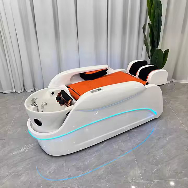 High Quality Electric Massage Acrylic Massage Shampoo Bed Chair with Light for Barber Shop