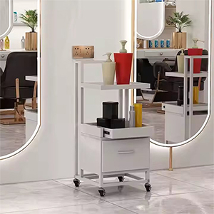 High Quality Luxury Barber Shop Trolley Cart Beauty Salon Equipment Gold Stainless Steel Saloon Trolley with Drawer and Wheel