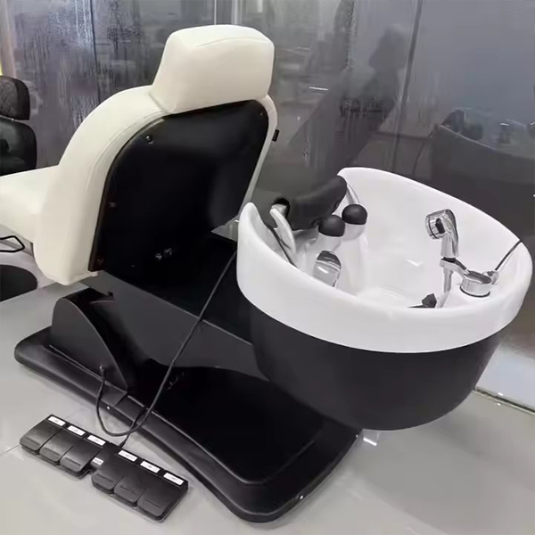 High Quality Two Motor Electric Back Shampoo Chair Custom Shampoo Bed Water Circulation with Foot Control