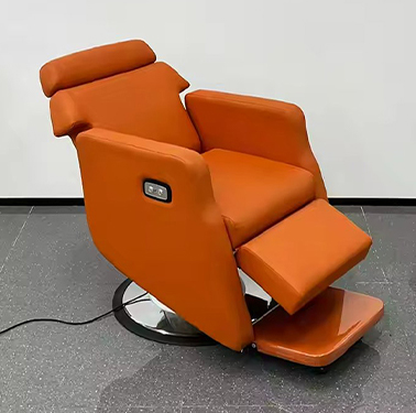 Orange High Quality Electric Single Motor Barber Chair Big Pump Salon Chair Customized LOGO