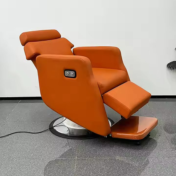 Orange High Quality Electric Single Motor Barber Chair Big Pump Salon Chair Customized LOGO